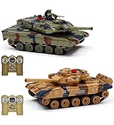 Fistone RC Battle Tank Set, 1/24 Scale 2.4G Remote Control T90 Tank and Leopard Battle Tank with ...