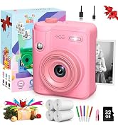 Gofunly Kids Camera Instant Print: 6 Layers of Protection Kids Camera, Prints in 1 Second, 5 Roll...