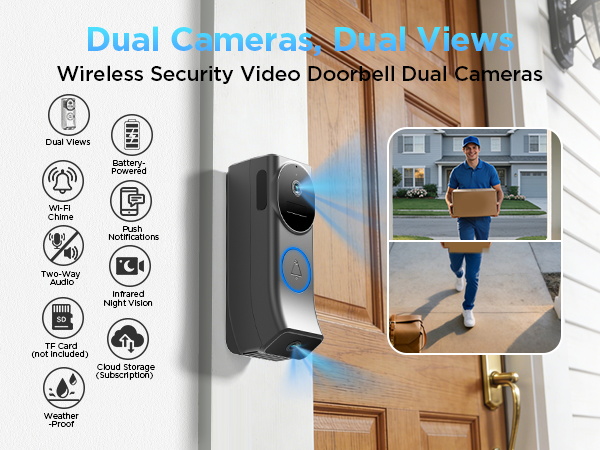 Wireless Security Video Doorbell Dual Cameras