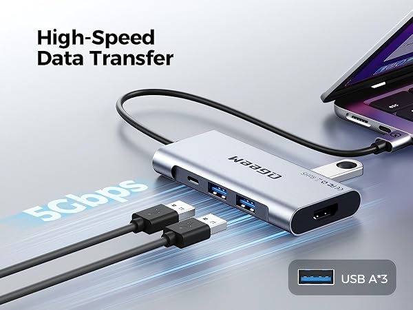 5 Gpbs data transfer hdmi to usb c adapter