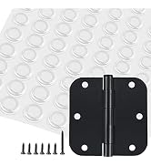 18 Pack Matte Black Door Hinges and Cabinet Door Dumpers for Kitchen Cabinets Clear Rubber Bumper...
