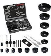 AIMLENTOOL Hole Saw Set, 26PCS Hole Saw Kit with 3/4" to 5" (19mm-127mm) Saw Blades, Spade Drill ...