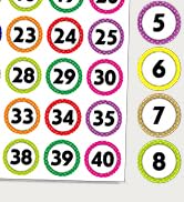 800 Number Stickers 1-40, 20 Sheets of Polka Dot Waterproof/Oil-Resistant/Tear-Resistant Removabl...