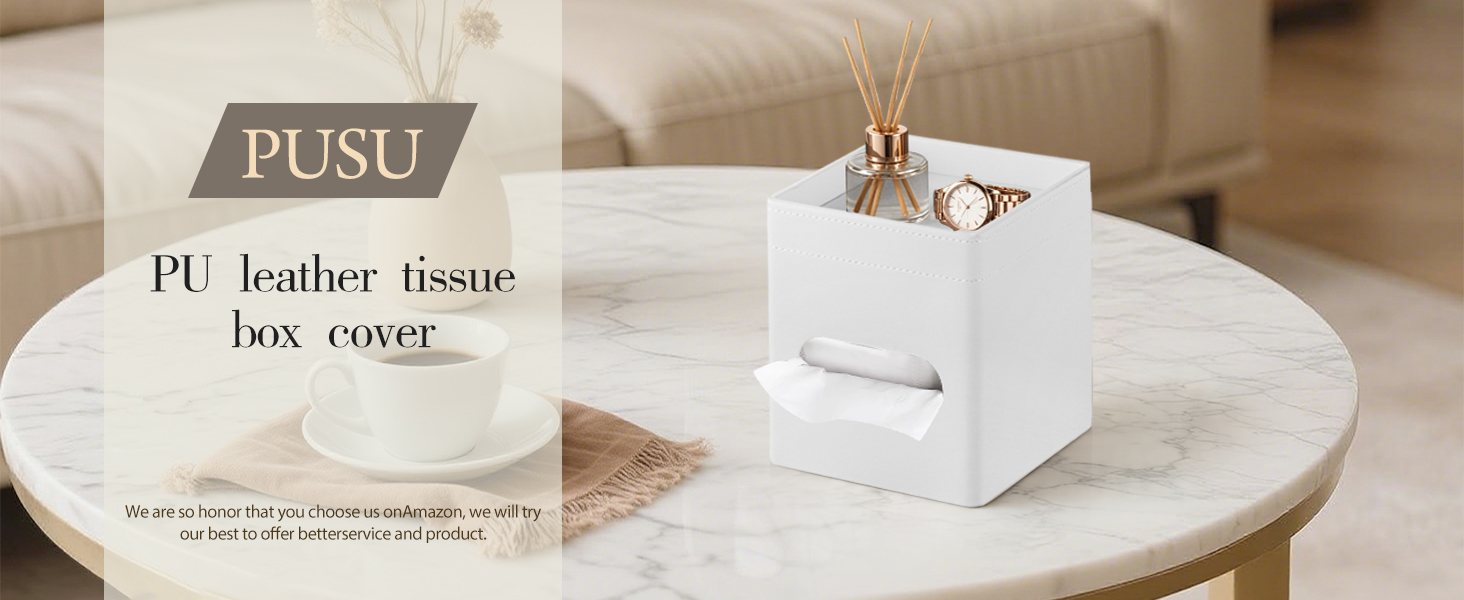 Square Leather Tissue Box Cover