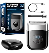 Casbomy Electric Cordless Waterproof Shaver for Men, Mini Electric Razor with Big LED Display, Po...