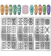 PH PandaHall 3pcs Geometric Texture Nail Art Stamping Plate, 36 Patterns Nail Stamp Plate Aztec N...