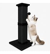 AGYM Vertical Cat Scratching Post for Indoor Cats, Sisal Scratch Tower with Soft Plush Base & Bal...