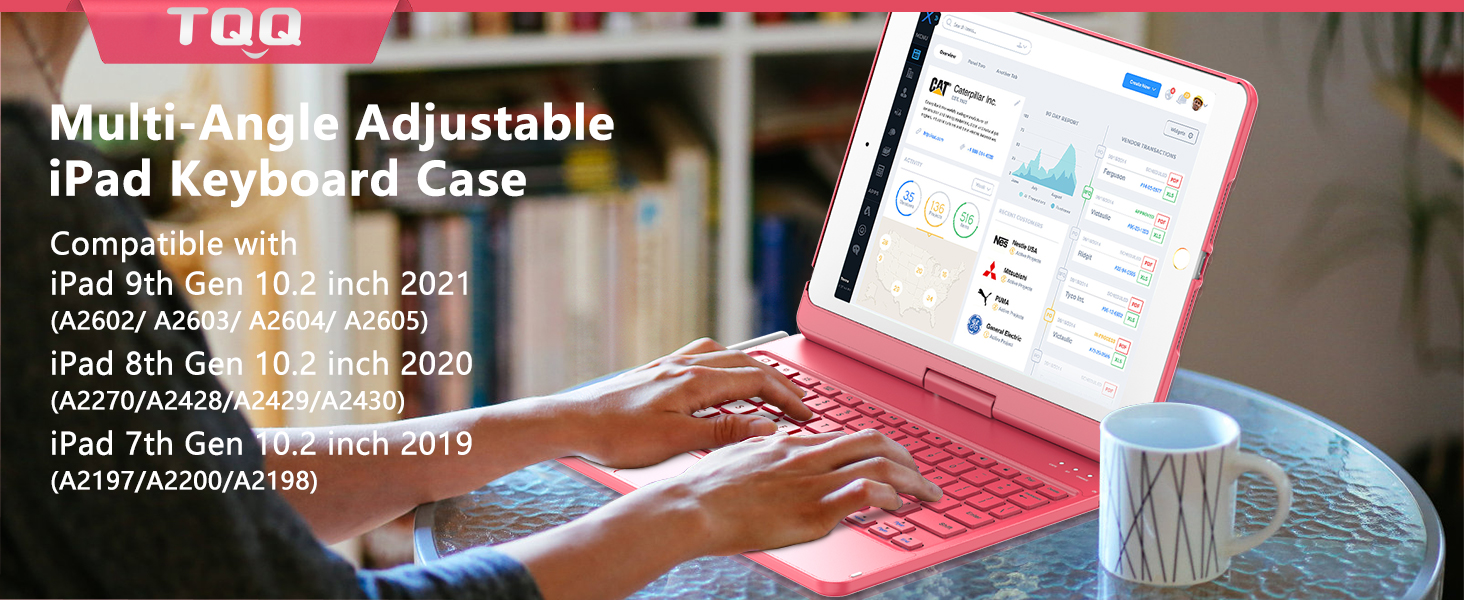 for ipad 9th case with keyboard pink 28