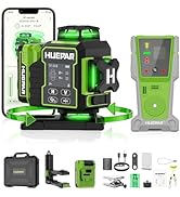 Huepar W04CG 4D Laser Level with Receiver for Outdoor or Longer Distance Use, Up to 400 ft, 4x360...