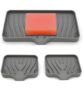 3-Pack Soap Dishes for Bar Soap, Sponge Holder for Kitchen Sink, Silicone Sponge holder, bar Soap...
