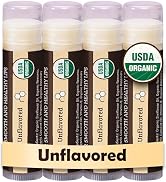 Earth's Daughter USDA Organic Lip Balm 4-Pack Unflavored - Beeswax, Coconut Oil, Vitamin E - Best...