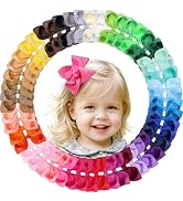 Oaoleer 50Pcs Hair Bows Clips Grosgrain Ribbon Alligator Clips, Barrettes Hair Accessories for Ba...