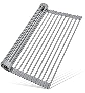 MERRYBOX Roll Up Dish Drying Rack, Over The Sink Dish Rack Foldable, Heat-Resistant, Anti-Slip Si...