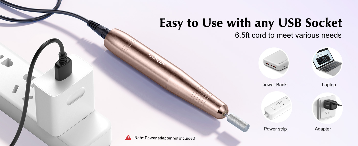Electric Nail Drill File Professional: for Acrylic Gel Dip Powder Nails Portable Nail Drill Machine