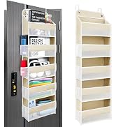 Space Saving Over The Door Organizer,5 Shelves & 8 Side Pockets,Anti Tilt Hanging Behind Door Sto...