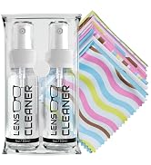 Eyeglasses Lens Cleaner Kit - Two Cleaner Spray Bottle + 10 Cute Microfiber Cleaning Cloths - Saf...