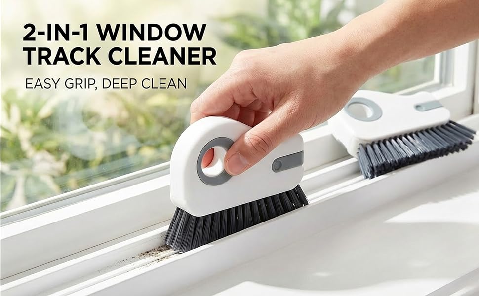 2 in 1 Groove Cleaning Brush, Grout Cleaner Tool & Multifunction Window Track Cleaner