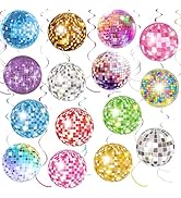 35Pcs Disco Party Hanging Swirl Decor, 50s 70s 80s 90s Colorful Disco Ball Birthday Party Decorat...
