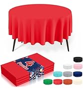 misaya 4 Packs Disposable Plastic Table Cloth, 84" Round Waterproof Tablecloth, Leakproof & Sturd...