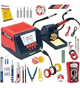 Soldering Iron and Rework Station Kit 90 W with Wide Digital Display, Helping Hands 5 pcs Interch...
