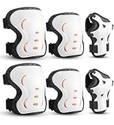 Kids/Youth/Adult Knee Pads Elbow Pads with Wrist Guards Protective Gear Set 6 Pack for Rollerblad...