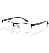 Cyxus Blue Light Glasses for Men Semi Rim Glasses Crystal Lens Rimless Glasses Computer Glasses U...