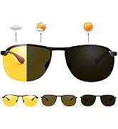 Vepiant Men's Photochromic Polarized Sunglasses Al-Mg Metal Frame Sports Driving Glasses UV400 Pr...