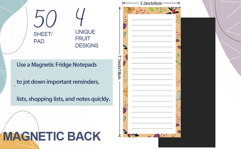 Magnetic Notepads for Refrigerator, Grocery List Magnet Pad for Fridge