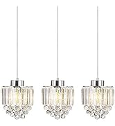 COTULIN Set of 3 Polished Decorative Crystal Pendant Light,Chrome Chandelier Hanging Light Fixtur...