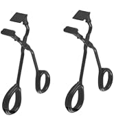 2Pcs Black Eyelash Curler with Refill Pads, Pinching Mini Lash Curler for All Eyelash Shapes,Eye ...