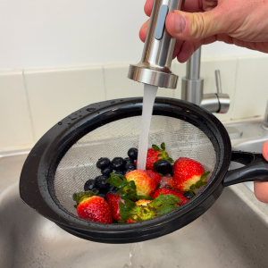 Fruits being rinsed after wash