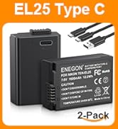 ENEGON EN-EL25/ EN-EL25A USB C Direct Charging Replacement Batteries 1600mAh (2-Pack) with 2 in 1...