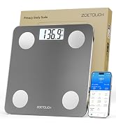 ZOETOUCH Smart Bathroom Scale for Body Weight, Digital Weighing Scale with BMI, Body Fat, Muscle ...