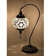 GOGERS Swan Neck Turkish Moroccan Lamp Handmade Stained Mosaic Glass Vintage Lamp Shade Bohemian ...