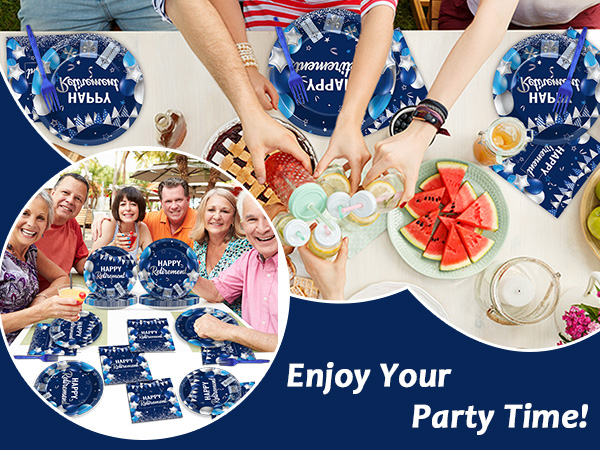 gisgfim 96 Pcs Retirement Party Plates and Napkins Party Supplies