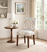 HomePop Parsons Classic Upholstered Accent Dining Chair, Set of 2, Colorful Paisley
