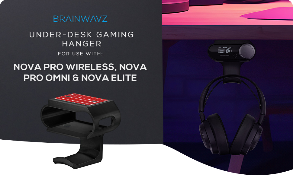 Under Desk Headphone Stand Designed for Steelseries Arctis Nova Pro Wireless Headset & Base Station