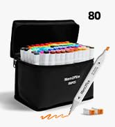 MemOffice 80 Colors Dual Tip Artist Alcohol Markers Set with Carrying Case - Perfect for Coloring...