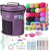 MIAOKE 79pc Crochet Kit, Large Knitting Bag Yarn Storage Organizer, Crocheting Starter Kits with ...
