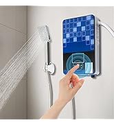 Electric Water Heater Tankless, 4500W 110V Instant Shower Heater with LED Screen Display for Bath...