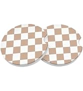Car Coasters 2 Pack, Small 2.56" Stone Car Interior Cupholder Absorbent Coaster with Cork Back fo...