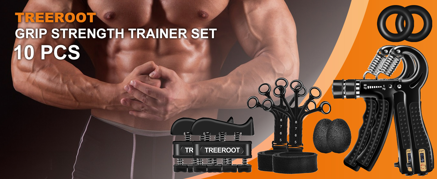 Grip Strength Trainer Kit, Hand Gripper Strengthener