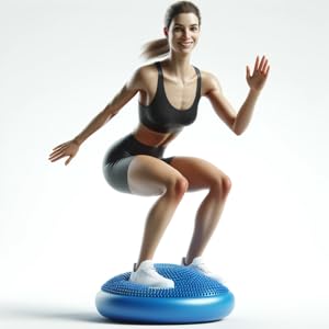 Inflated Wobble Cushion with Hand Pump, Air Stability Board (Extra Thick), Core Balance Disc