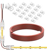 PAUTIX COB LED Connectors for 8mm 2-Pin COB LED Strip Lights,20pcs Strip to Wire Connectors,10ft(...