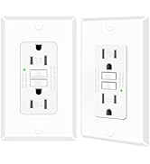 15 Amp GFCI Outlet, Self-Test Ground Fault Protector with LED Indicator, Tamper Resistant GFI Ele...