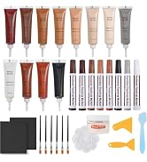 Furniture Wood Repair Kit, Wood Markers for Scratches,12 Colors Wood Fillers for Stains and 8 Col...