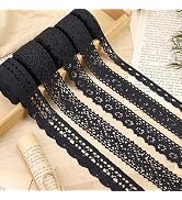 ZNZAKKA Black Lace Ribbon 15 Yards Cotton Lace Trim Crochet Sewing Lace for Crafts, Gift Wrapping...