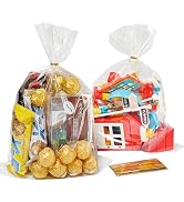QOIUSO 9x12 Inches Cellophane Treat Bags: 126Pack Plastic Clear Gift Bags with Ties for Candy Goo...