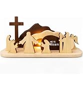 Wooden Easter Resurrection Scene - Religious He Is Risen Decor Set - Cross Nativity for Easter - ...