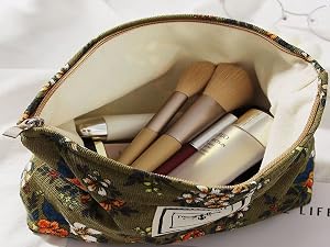 green floral makeup bags